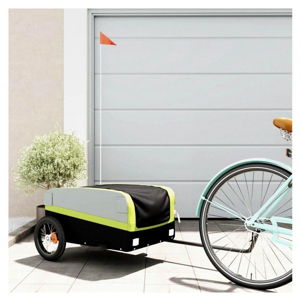 Fahrradanhänger Schwarz und Grün 30 kg Eisen