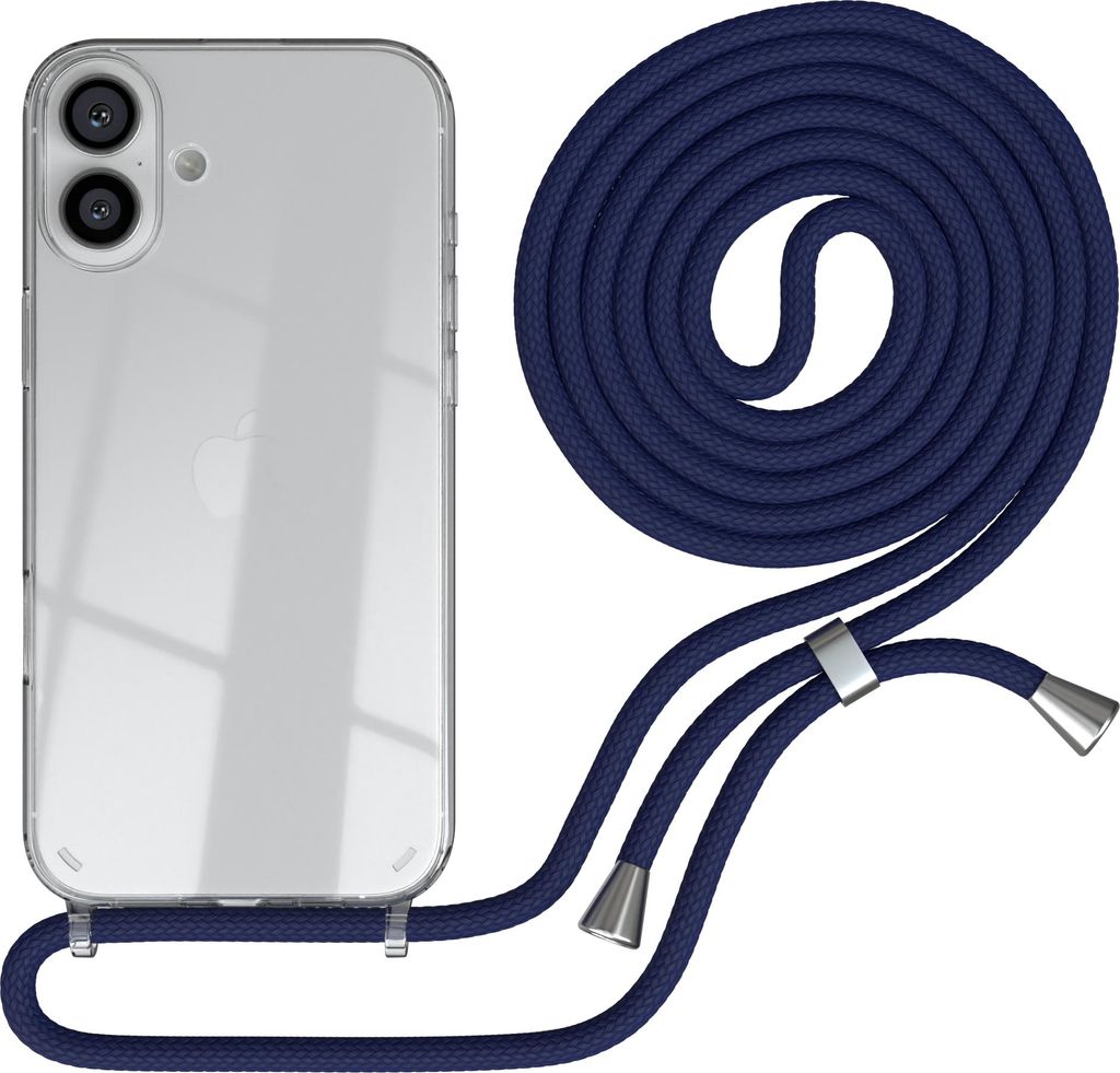 EAZY CASE Handykette mit Hülle für Apple iPhone 16 Plus Backcover Handykette, zum Umhängen in Dunkelblau
