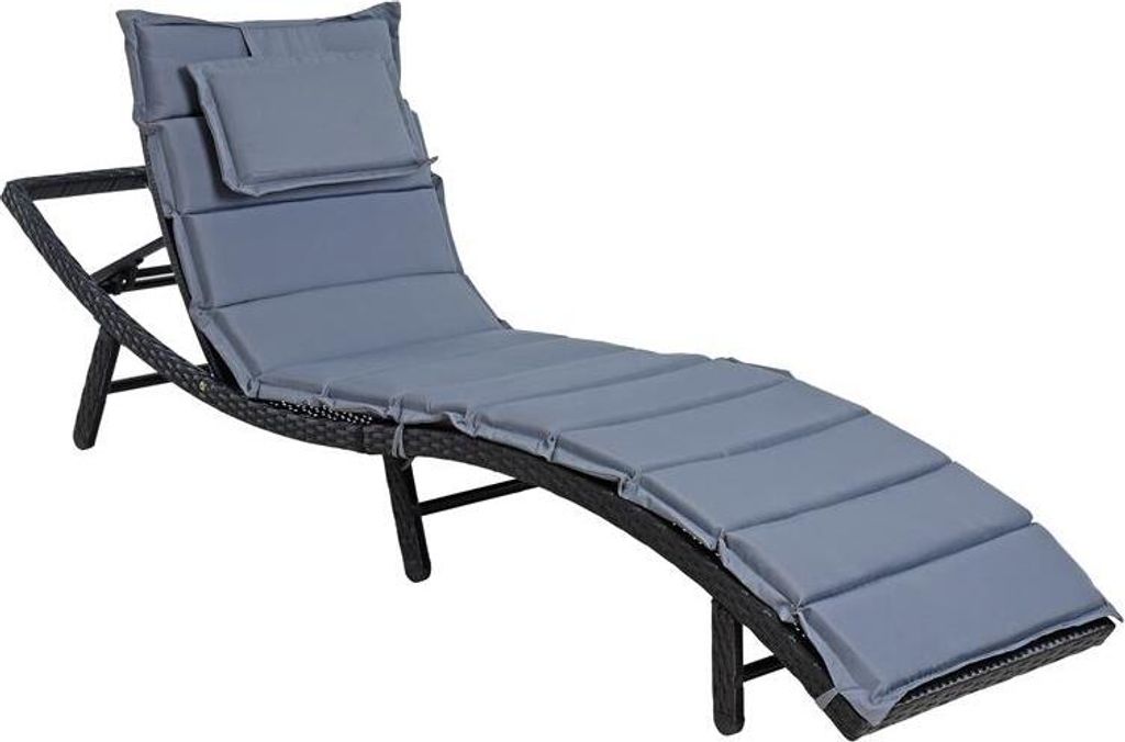 Sonnenliege Strandliege Polyrattan XXL Gartenliege Relaxliege Liege Schwarz