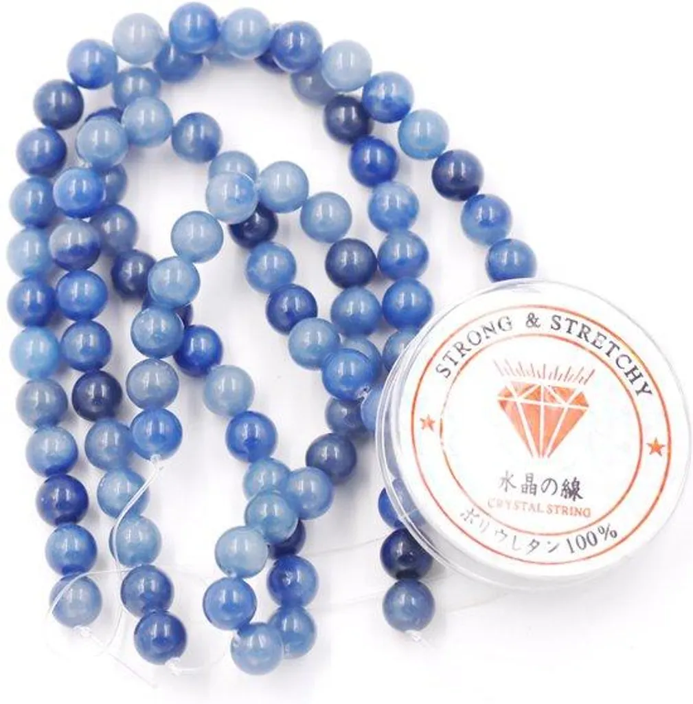 Perles d'Aventurine Bleue Naturelle 10mm pour Création de Bijoux DIY