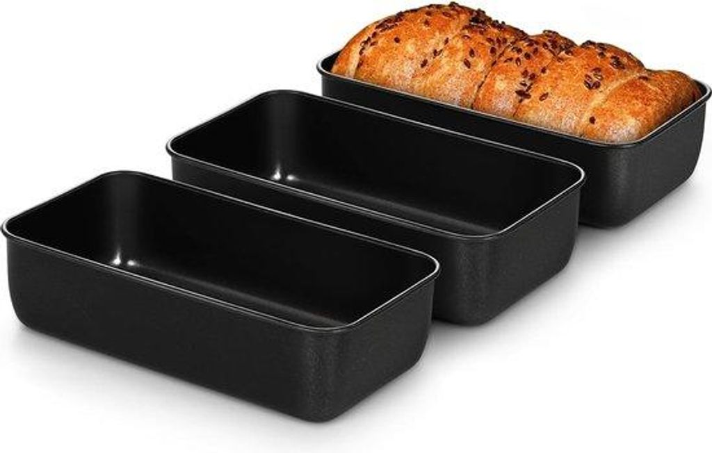 Roestvrijstalen broodvormset, 3-delige antiaanbaklaag, rechthoekig, 23,3 x 12,7 x 6,3 cm, gezond, gemakkelijk te reinigen