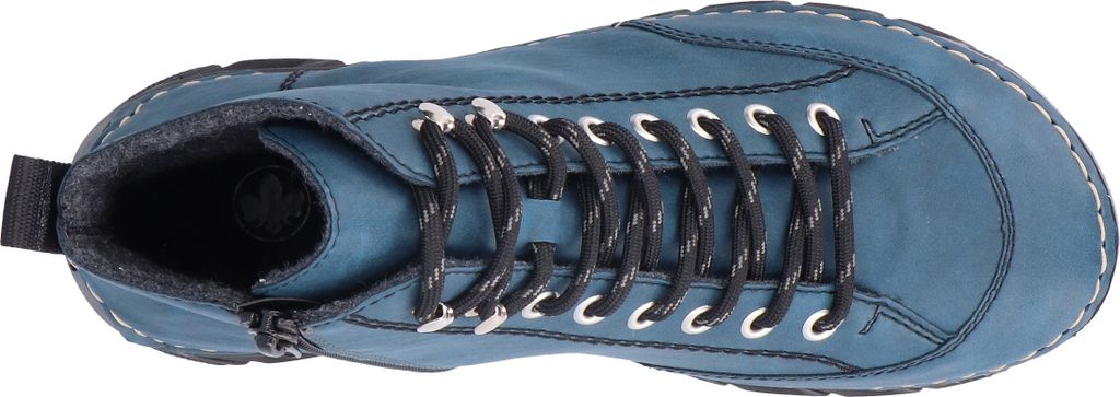 Rieker Damen Schnürboot Reißverschluss Stiefelette Ziernaht 55022, Größe:38 EU, Farbe:Grün