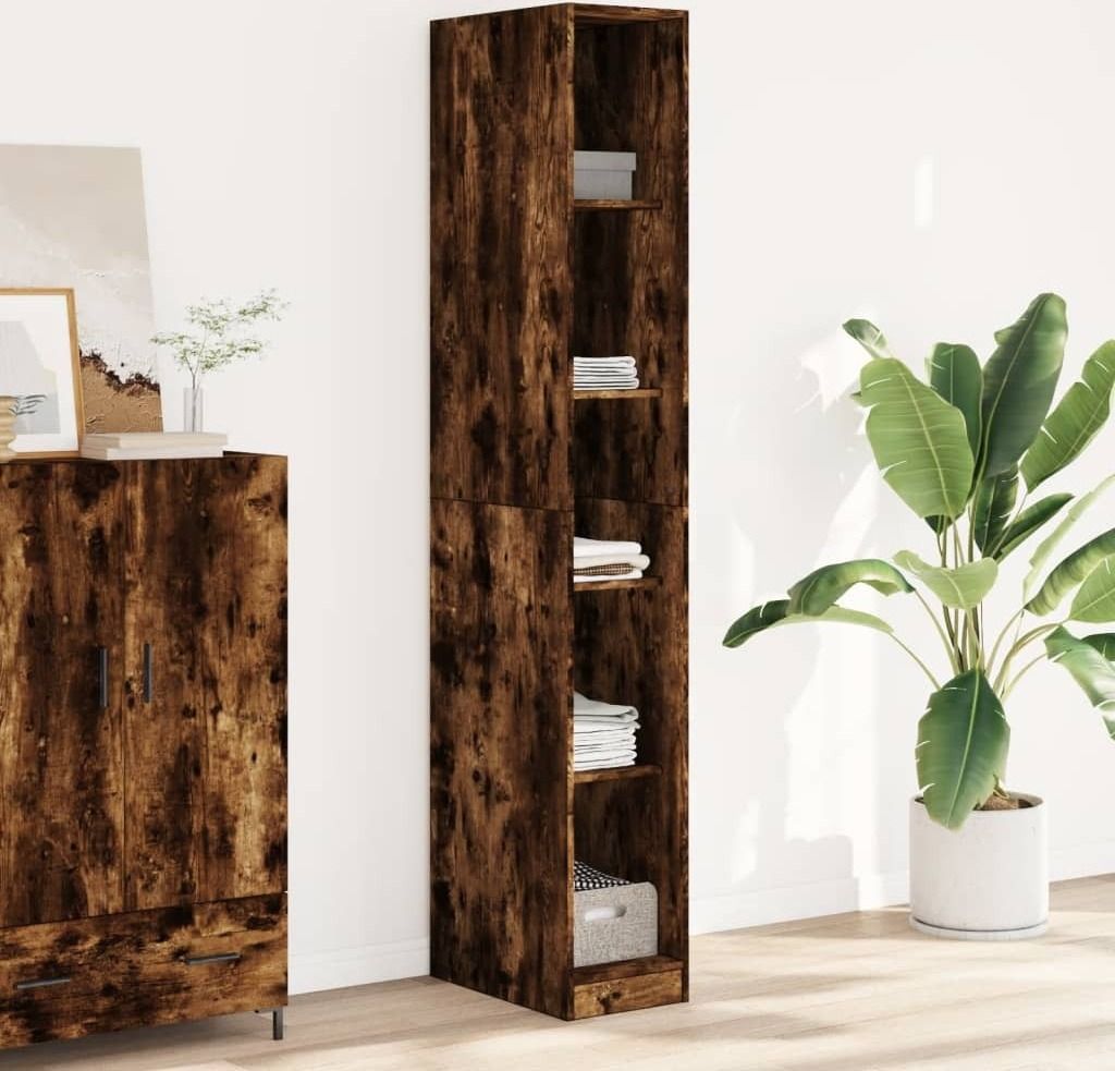 "im Sonderangebot"Kleiderschrank - elegantes Design - Garderobenständer - Räuchereiche 30x50x200cm Holzwerkstoff NEU169264 - Kleiderschränke