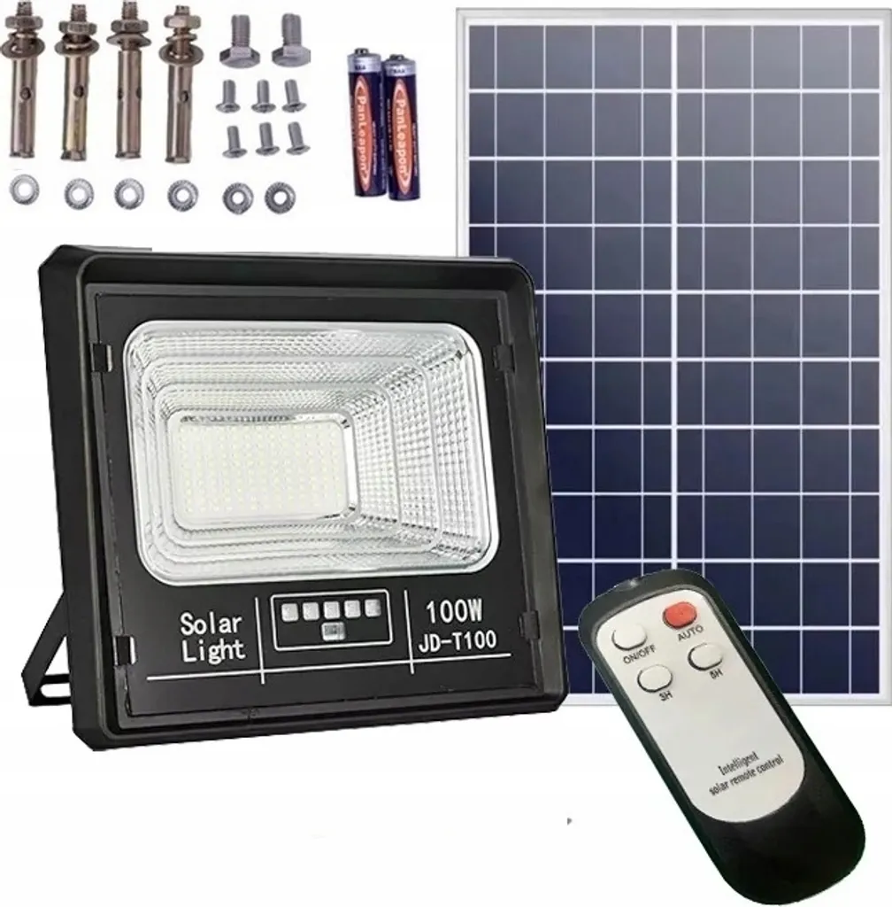 Éclairage Solaire Jardin 100W avec Détecteur et Batterie 10000mAh 5m