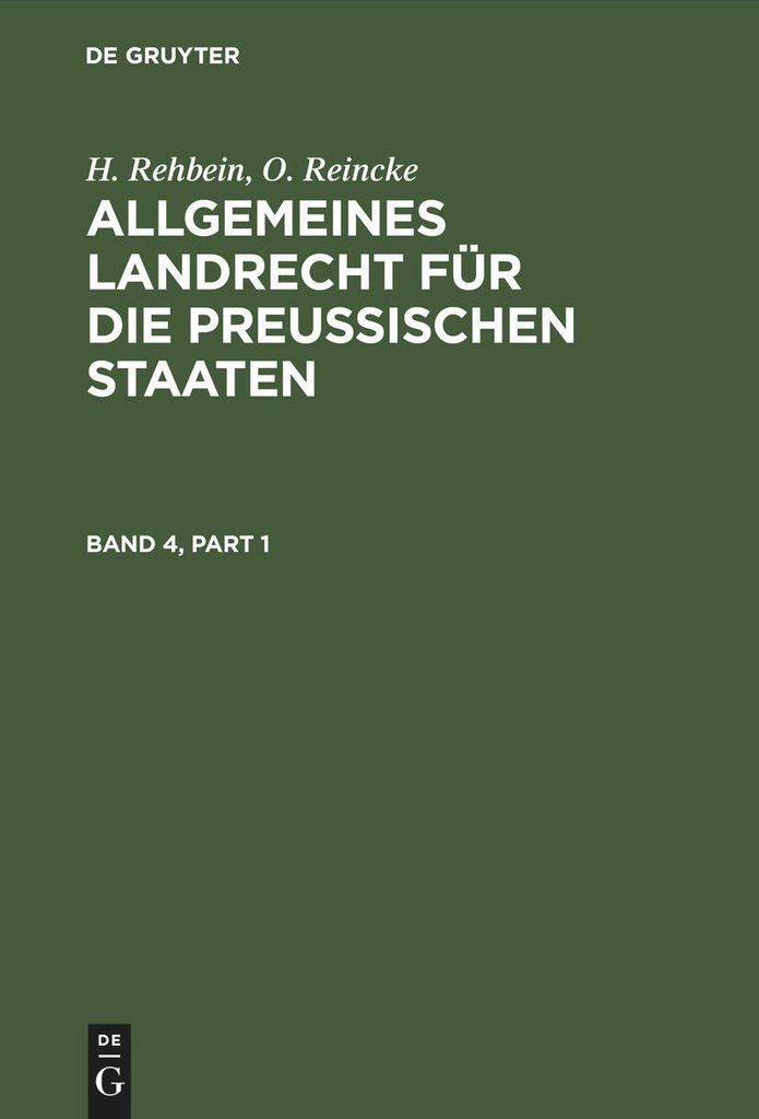 Allgemeines Landrecht für die Preußischen Staaten. Band 4