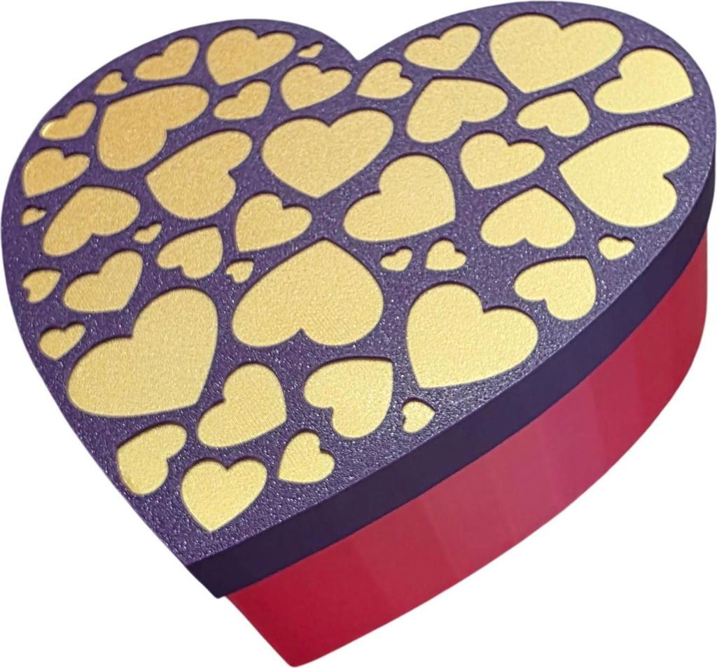 Geschenkbox Herz mit Deckel ca. 20cm groß Rot Violett Gold
