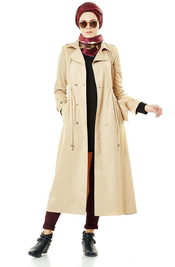Dámsky kabát trenčkotová bunda camel brown 44 dlhý kabát Obrázok produktu 