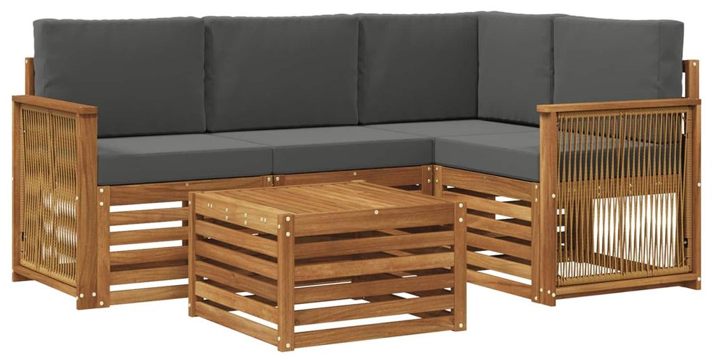 vidaXL Outdoor-Sofagarnitur 5 pcs Natur und Anthrazit 59 x 59 x 37 cm
