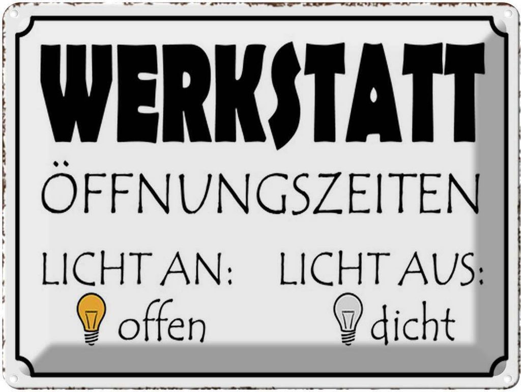 vianmo Blechschild 30x40 cm Werkstatt Licht an offen dicht