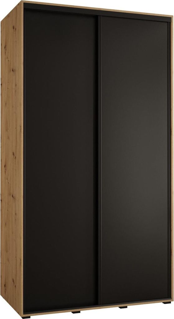 MEBLE KRYSPOL Davos 1 Schrank, zwei Türen - 235,2x140x60 cm - Artisan Schwarz Schwarz