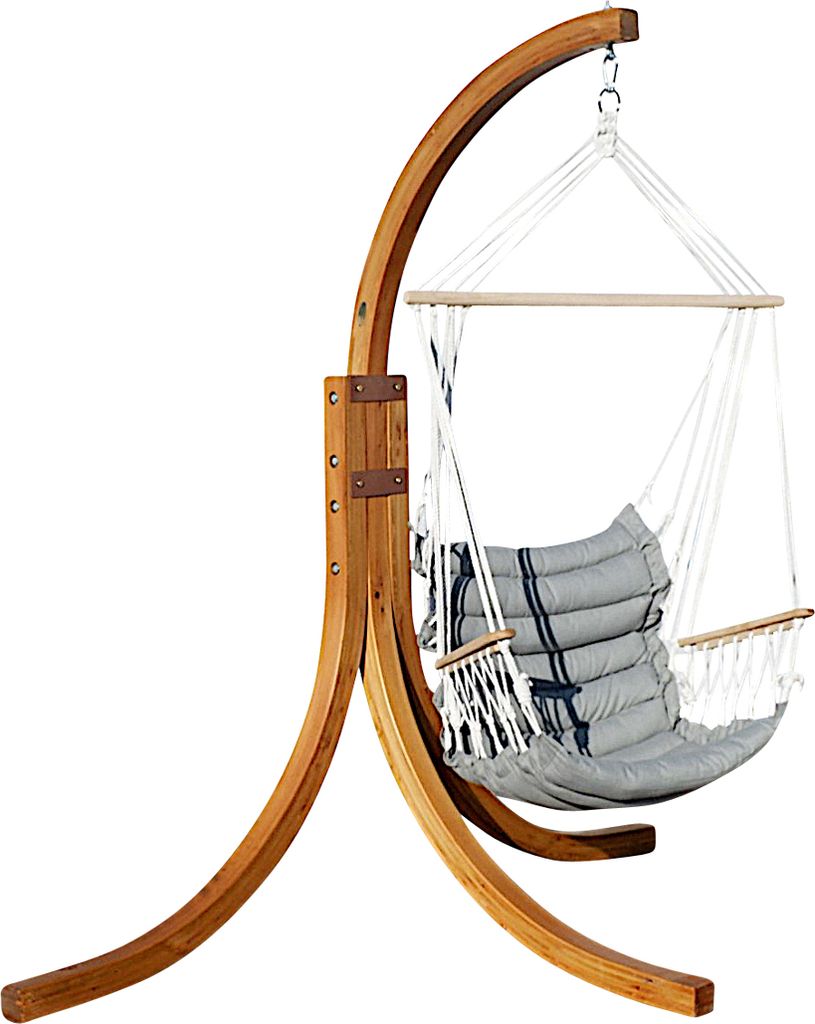 ALEOS. AS-S DESIGN Hängesessel MALY geknüft mit weichem Sitz Polster Holz Gestell aus Lärche komplett NAV-MALY angenehmer Sitzkomfort im 6cm dic...