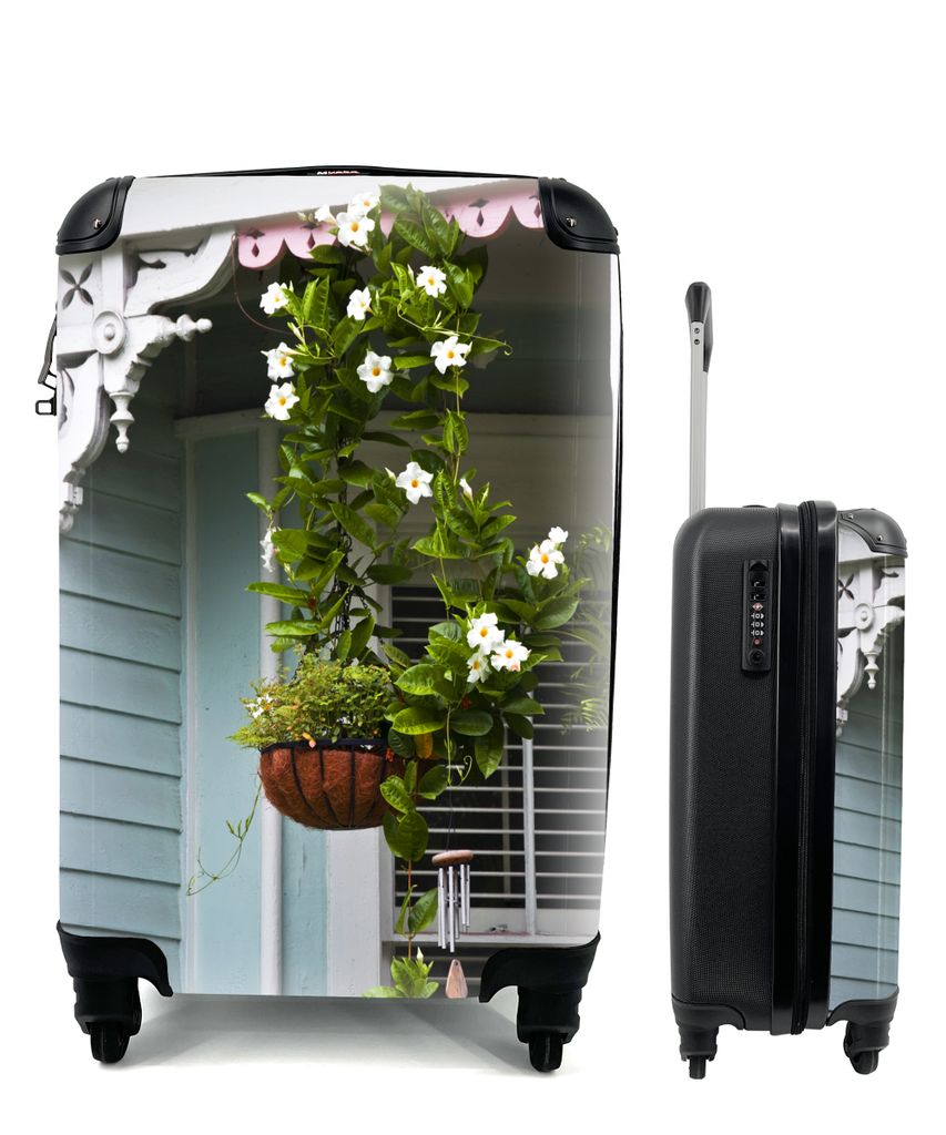 MuchoWow Koffer Handgepäck Trolley Rollkoffer Kleine Reisekoffer mit 4 Rollen - Hängepflanze auf der Veranda - Cabin Size < 55x40x23 cm & 55x40...