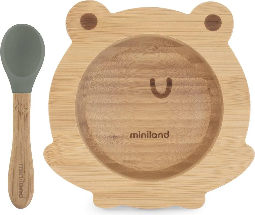 Ciotola in Bamboo Miniland Rana + Cucchiaio: Estetica e Funzione