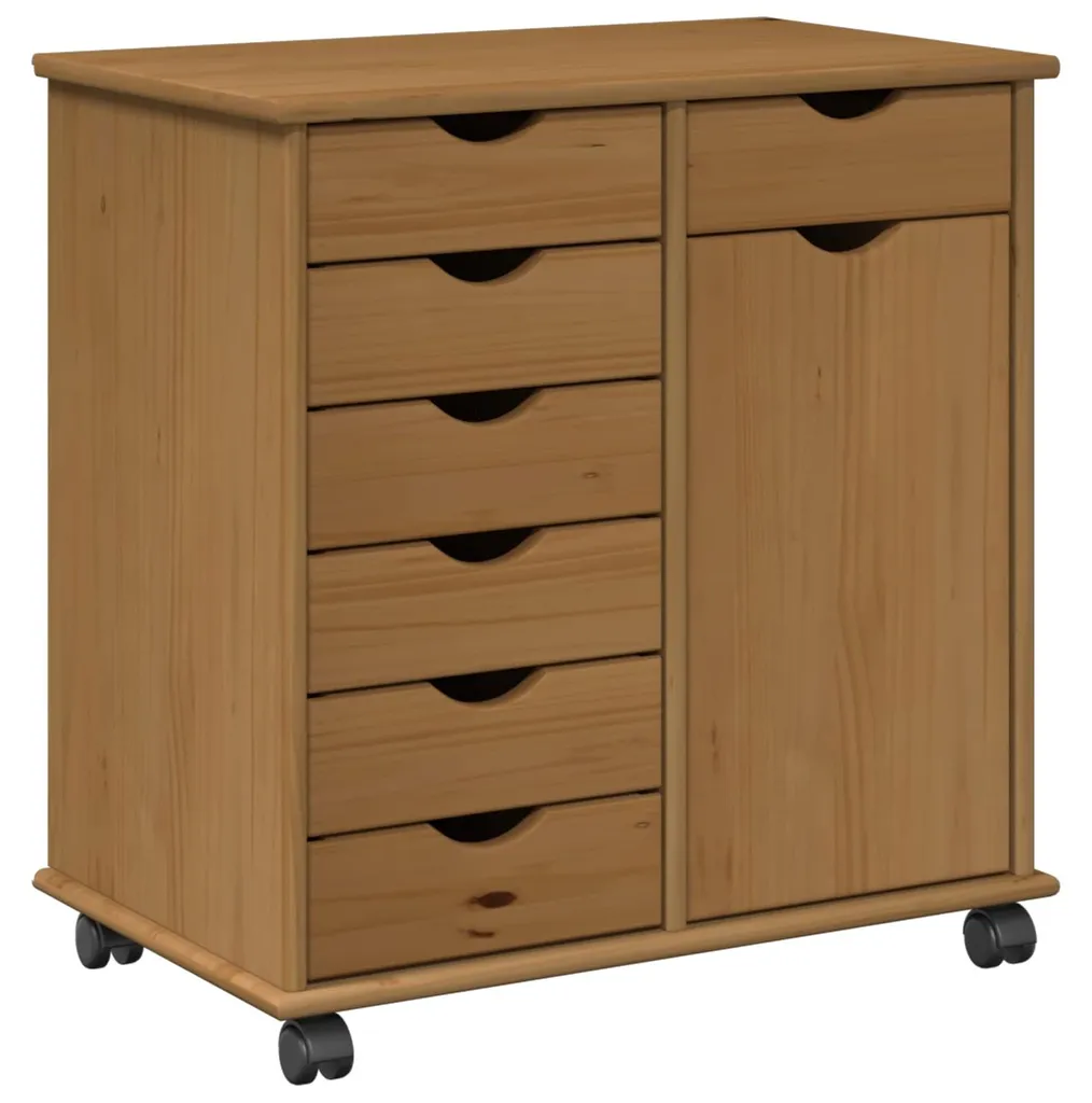 Meuble à roulettes en bois massif pour gagner de l'espace 63,5x39x65,5 cm