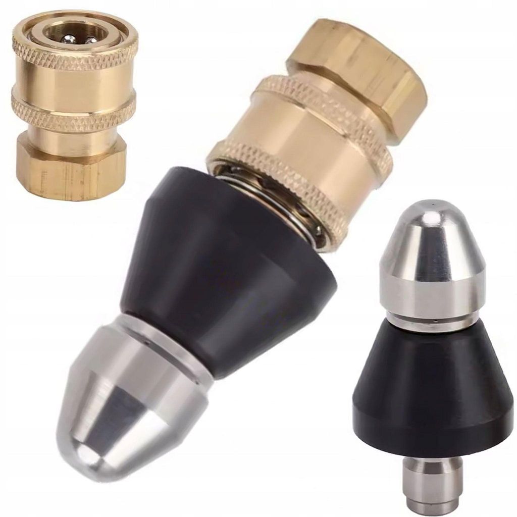Düse JetClear Fix 7X – Kanalreinigungsdüse 1/4" Nichtdrehend | 7 Austrittsöffnungen (6 hinten, 1 vorne) | Stahl Messing