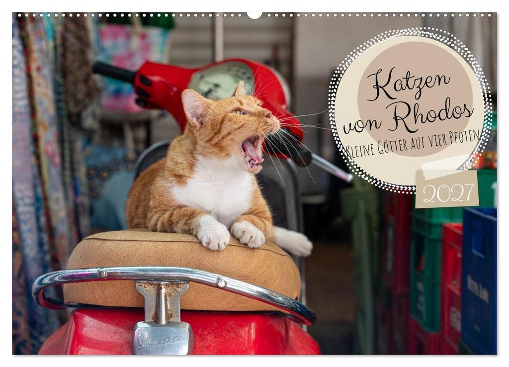 Katzen von Rhodos - Kleine Götter auf vier Pfoten (Wandkalender 2027 DIN A2 quer), CALVENDO Monatskalender