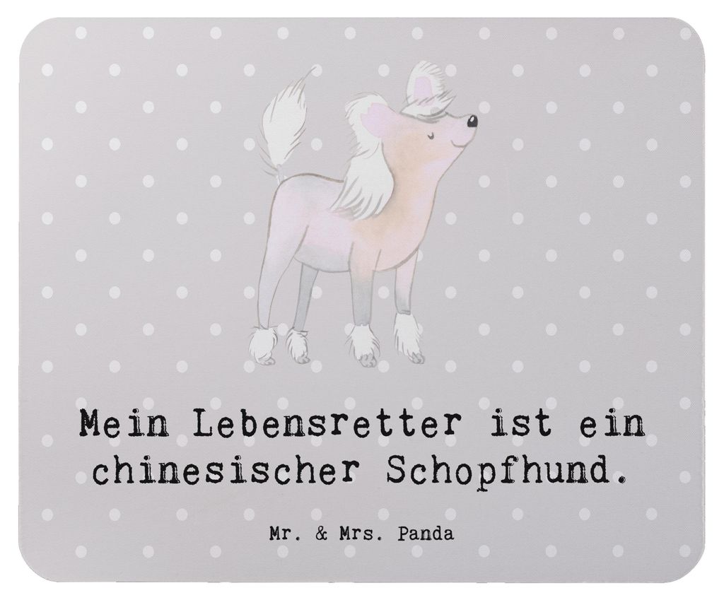 Mr. & Mrs. Panda Mouse Pad Chinesischer Schopfhund Lebensretter - Grau Pastell - Geschenk, Chinese Crested Dog, mauspad pc, mausunterlage, Mousepad
