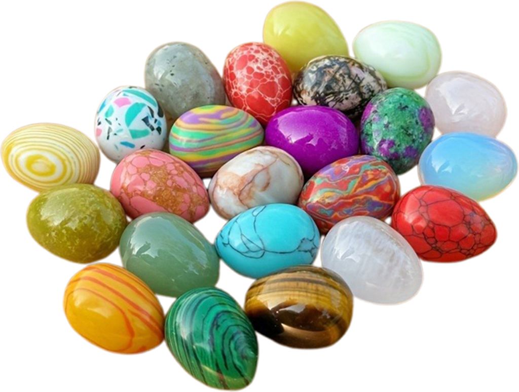 10 Stück 20 mm Kristall-Ostereier, Mini-Naturstein-Eier-Ornamente, Sammler-Eier-Edelsteine für die Osterdekoration, Osterkörbchen-Füller