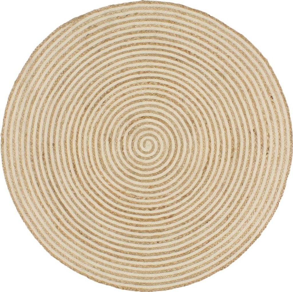 Eleganten-Stil Teppich Handgefertigt Jute mit Spiralen-Design Weiß 150 cm DE92983