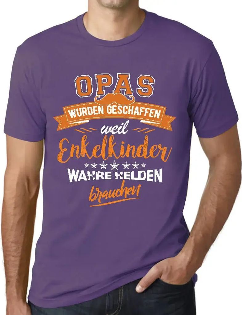 Herren Grafik T-Shirt Enkelkinder Wahre Helden Brauchen Legende Opas Öko-Verantwortlich Vintage Jahrgang Kurzarm Lustige Druck Geburtstag Geschenk