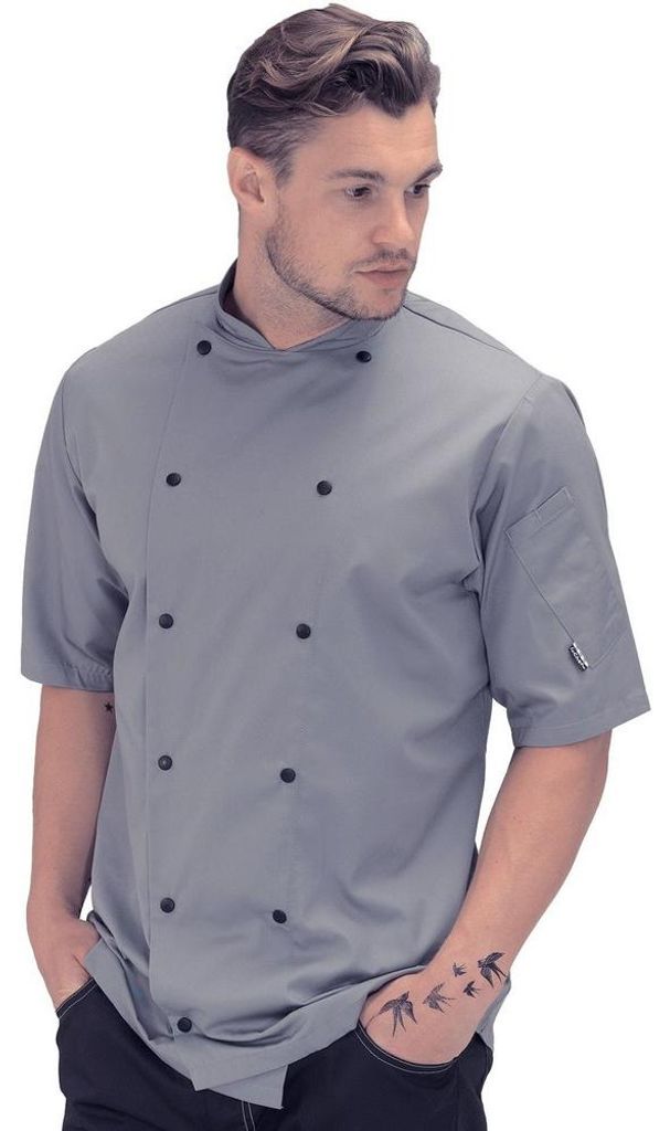 Le Chef - "Executive" Kochjacke für Herren/Damen Unisex, Überschnittene Schulter, kurzärmlig LT5212 (XXL) (Greif)