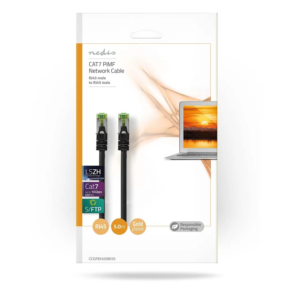 Câble RJ45 CAT7 5m Anti-Interférence S/FTP - Solution Réseau LSZH