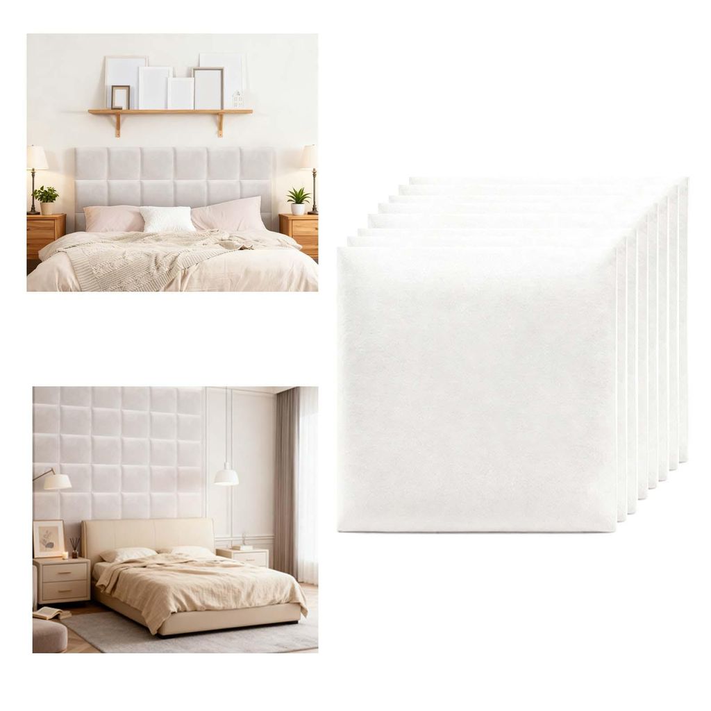 8er Set YALION 3D Wandpaneele 30×30cm –Weiche Samtstoff-Oberfläche, Gepolsterte PolyurethanWandverkleidung für DIY-Innenrenovierung & Geräusc...