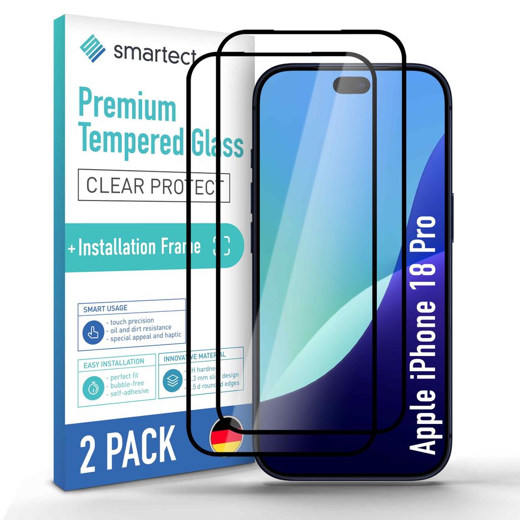 2x Schutzglas Panzerfolie Full Screen für Apple iPhone 18 Produktbild 