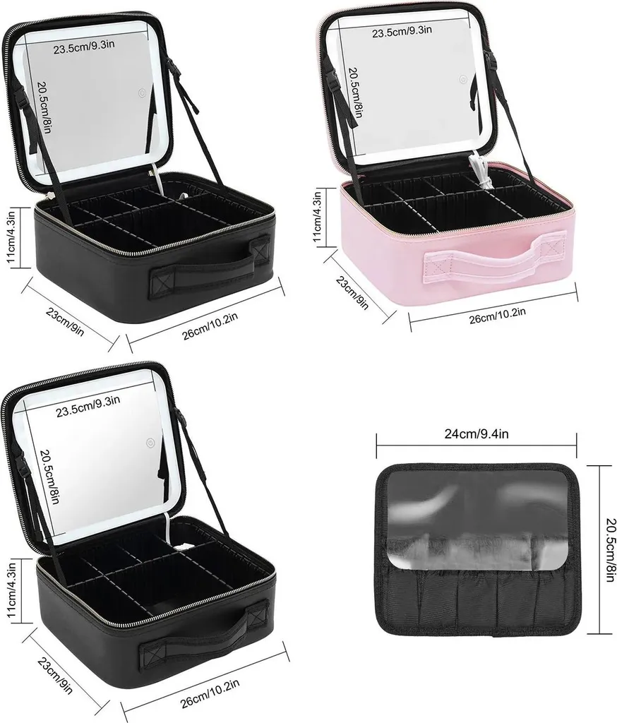 Trousse de toilette miroir LED rose : fini le maquillage raté en voyage - 7