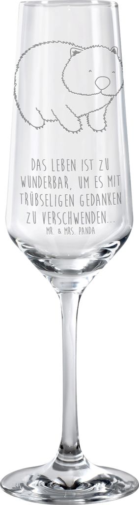 Mr. & Mrs. Panda Glas Wombat - Transparent - Geschenk, Champagnerglas, Sektflöte, Australien, Sektglas, Tiermotive, mit Gravur, Motivation, Das Le...