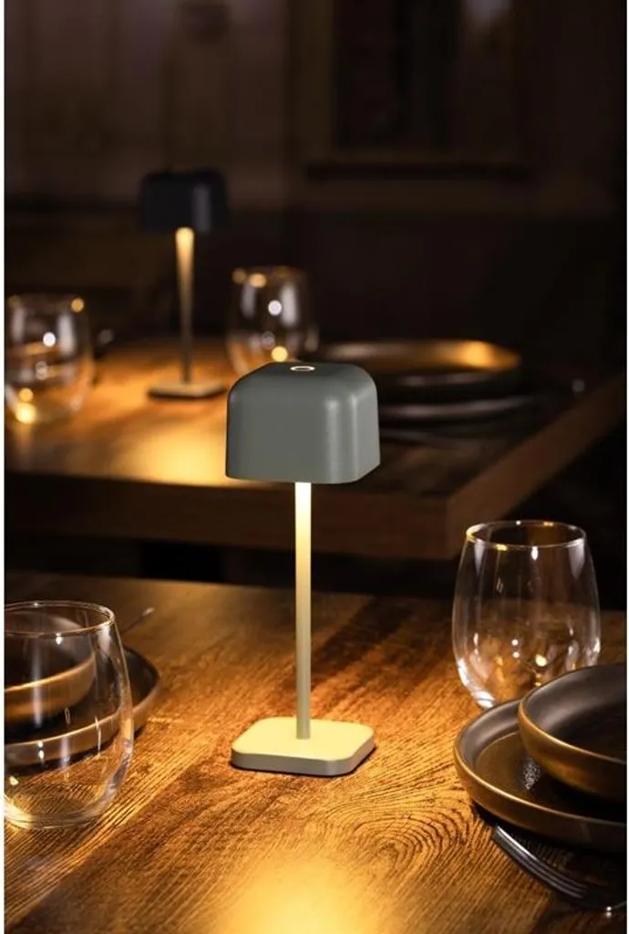 Lampe de table Olympia Lucca vert sauge dôme carré 200 mm design - 7