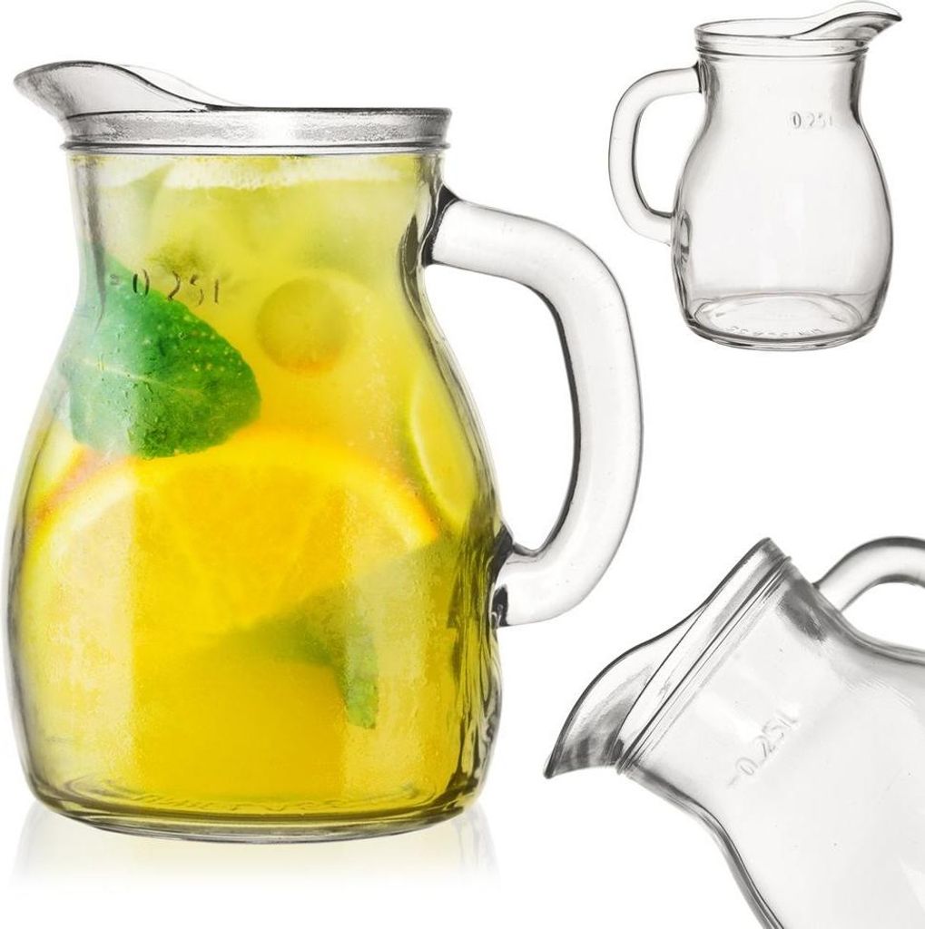 Krug für Getränke Wasser Saft Limonade für Getränke Glaskaraffe Wein 0,25 l