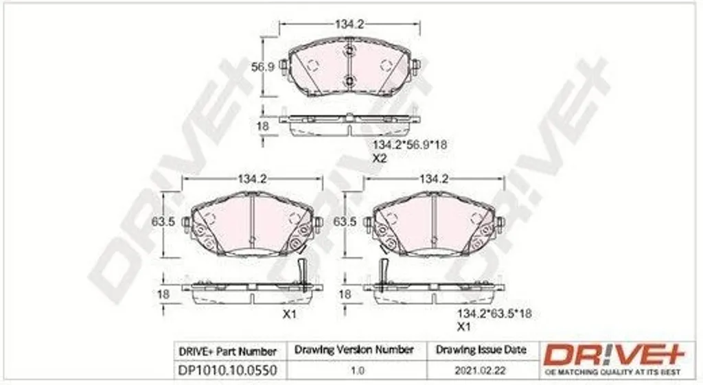 Plaquettes de frein avant Dr!ve+ DP1010.10.0550 - OE 04465-02390 - Auris/Corolla