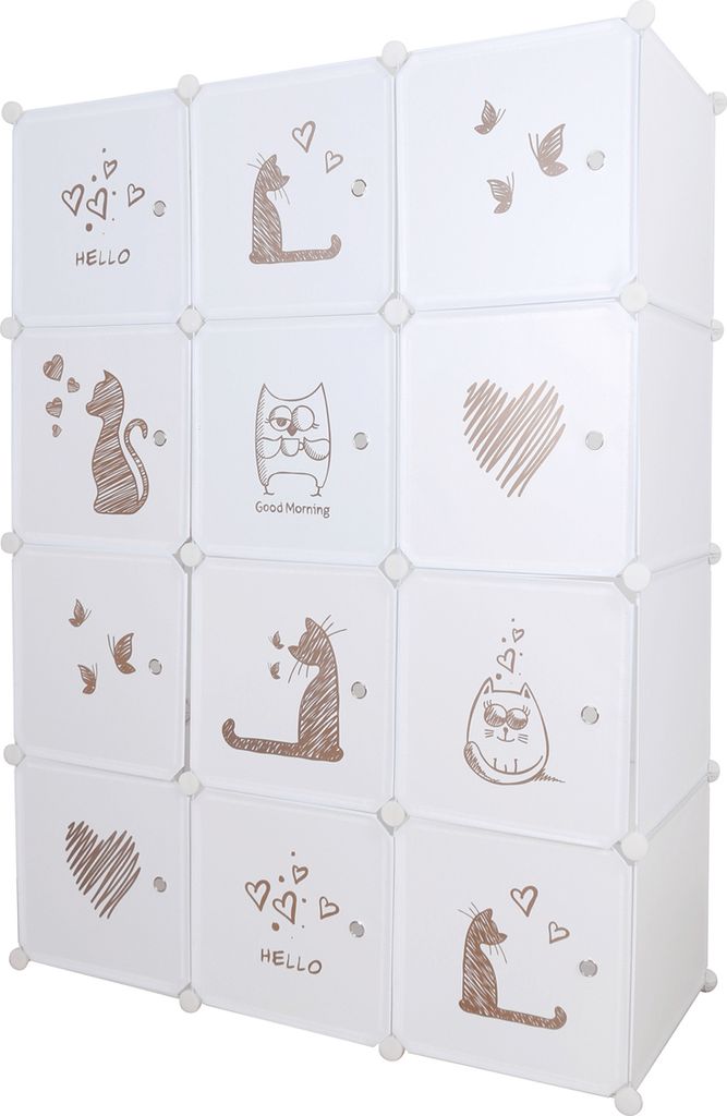 Kondela Detská modulárna skriňa Kitaro - biela / hnedý vzor Obrázok produktu 1