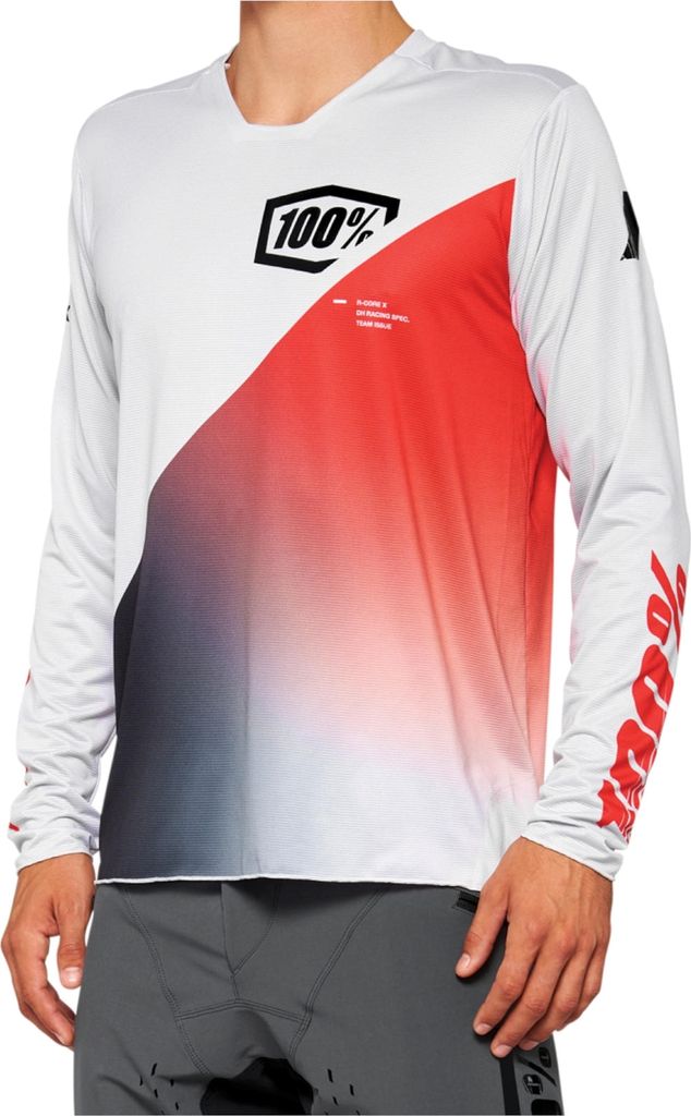 100% R-Core X Fahrrad Jersey, weiß/rot, L