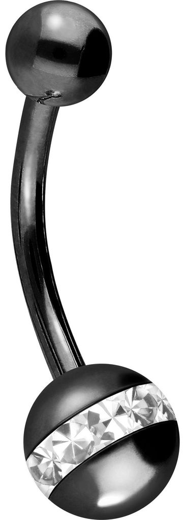 Bauchnabelpiercing Chirurgenstahl Mini Bananabell EPOXY-RING- + CHIRURGENSTAHL-KUGEL Schwarz Stablänge: 12mm