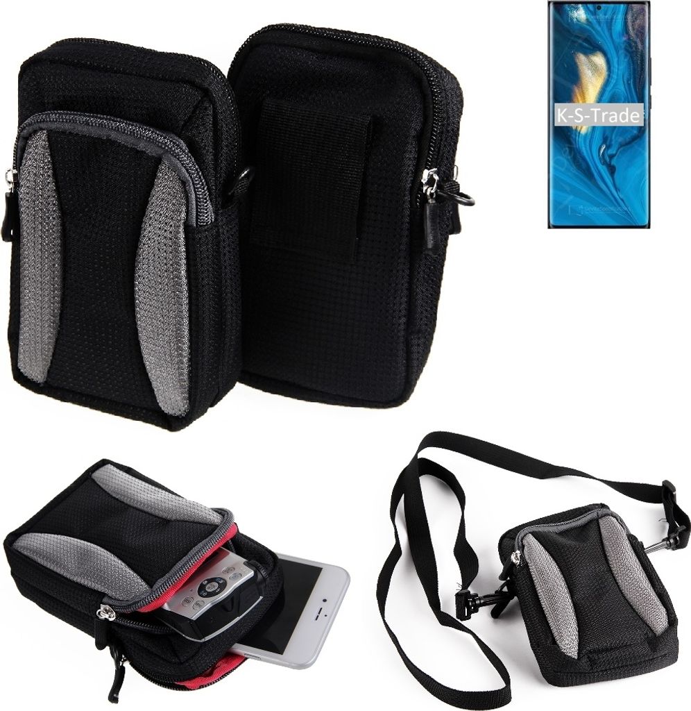 K-S-Trade Holster Schutz Hülle kompatibel mit nubia Z30 Pro Handy Hülle Gürteltasche Umhängetasche mit Zusatzfach schwarz