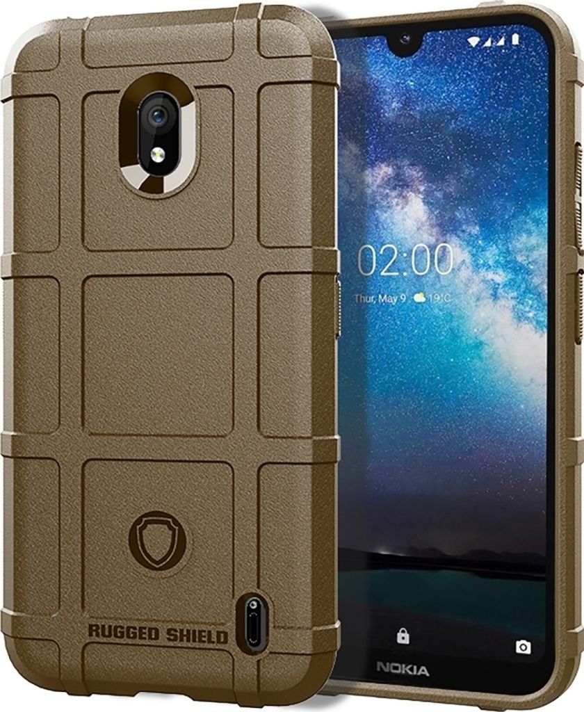 Mobigear Rugged Shield Nokia 2.2 Hülle Flexibles TPU Backcover Stoßfest - Braun