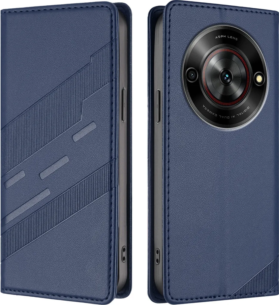 Custodia per ZTE Blade V70 Max, custodia a portafoglio in Finto cuoio con slot per schede e funzione stand Blau