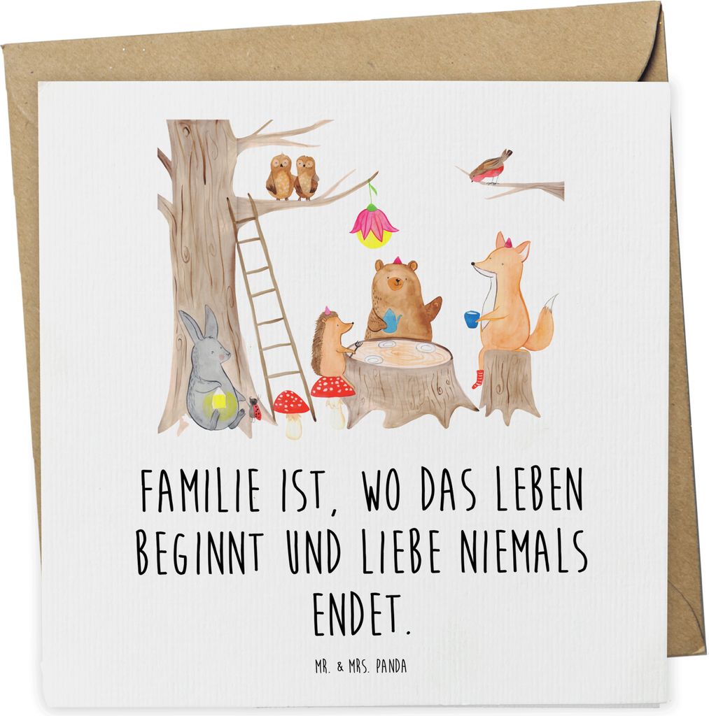 Mr. & Mrs. Panda Grußkarte Waldtiere Picknick - Weiß - Geschenk, Eichhörnchen, Wald, anlasskarte, Fuchs, Lustige Sprüche, Igel, Maus, Glückwun...