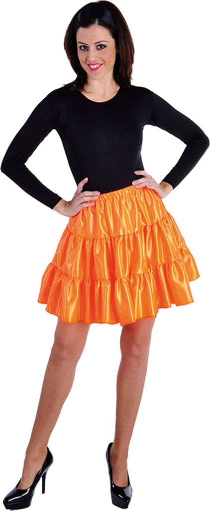 M211156-27-L orange Damen Satin-Petticoat-Unterrock Gr.L