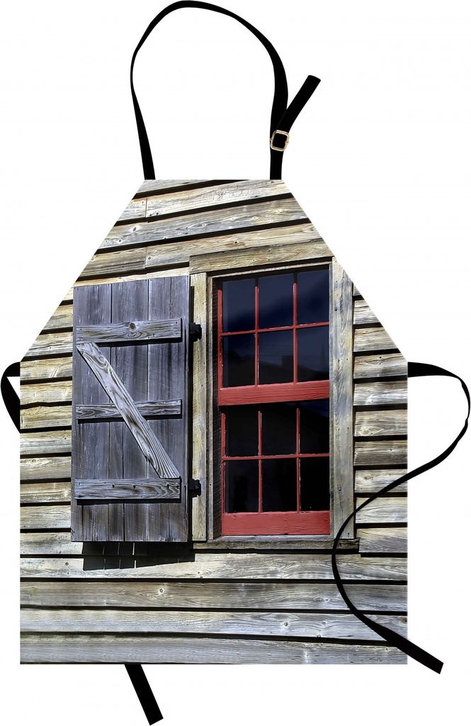 ABAKUHAUS Land Kochschürze, Original Holzfensterläden im historischen Dorf Bild Cottage Theme Print, Farbfest Höhenverstellbar Waschbar Klarer D...