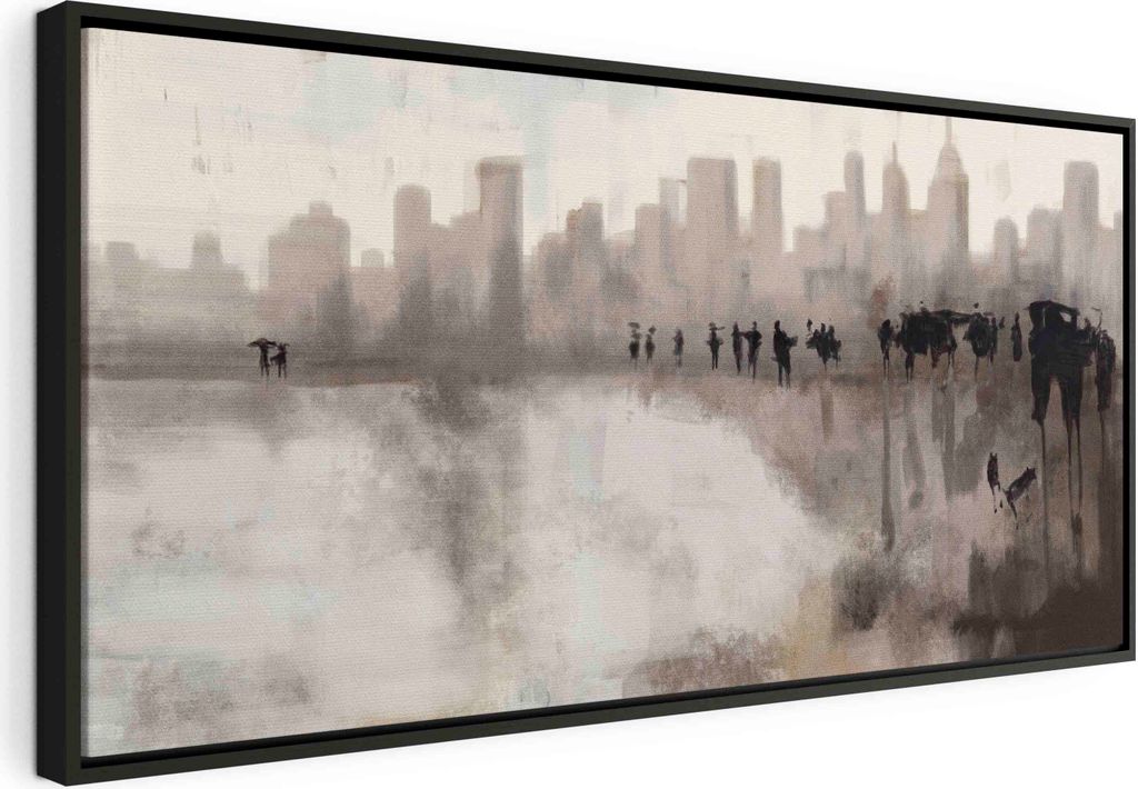 Italienischer Leinwand Leinwandbild - City in the Rain (1 Part) 100x50 cm Städte d-A-0114-b-a