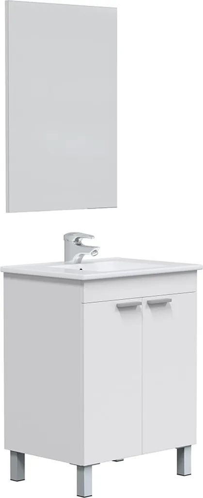 Meuble de salle de bain LC1-60 blanc brillant avec miroir 60x80x45 cm