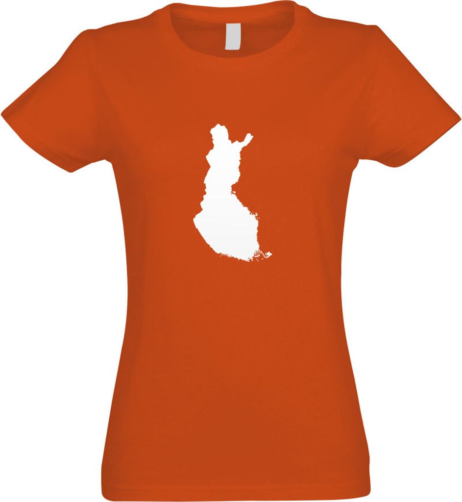 Kiwistar - T-Shirt tailliert - Damen - orange - Finnland Umriss Kontur - mit Motiv Bedruckt - Funshirt Design - Sport - Freizeit - Damen - XXL