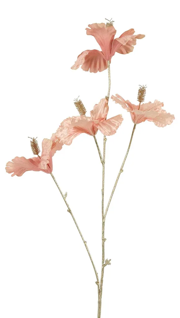 Décoration Florale Hibiscus Rose Or 81cm pour Salon et Événements