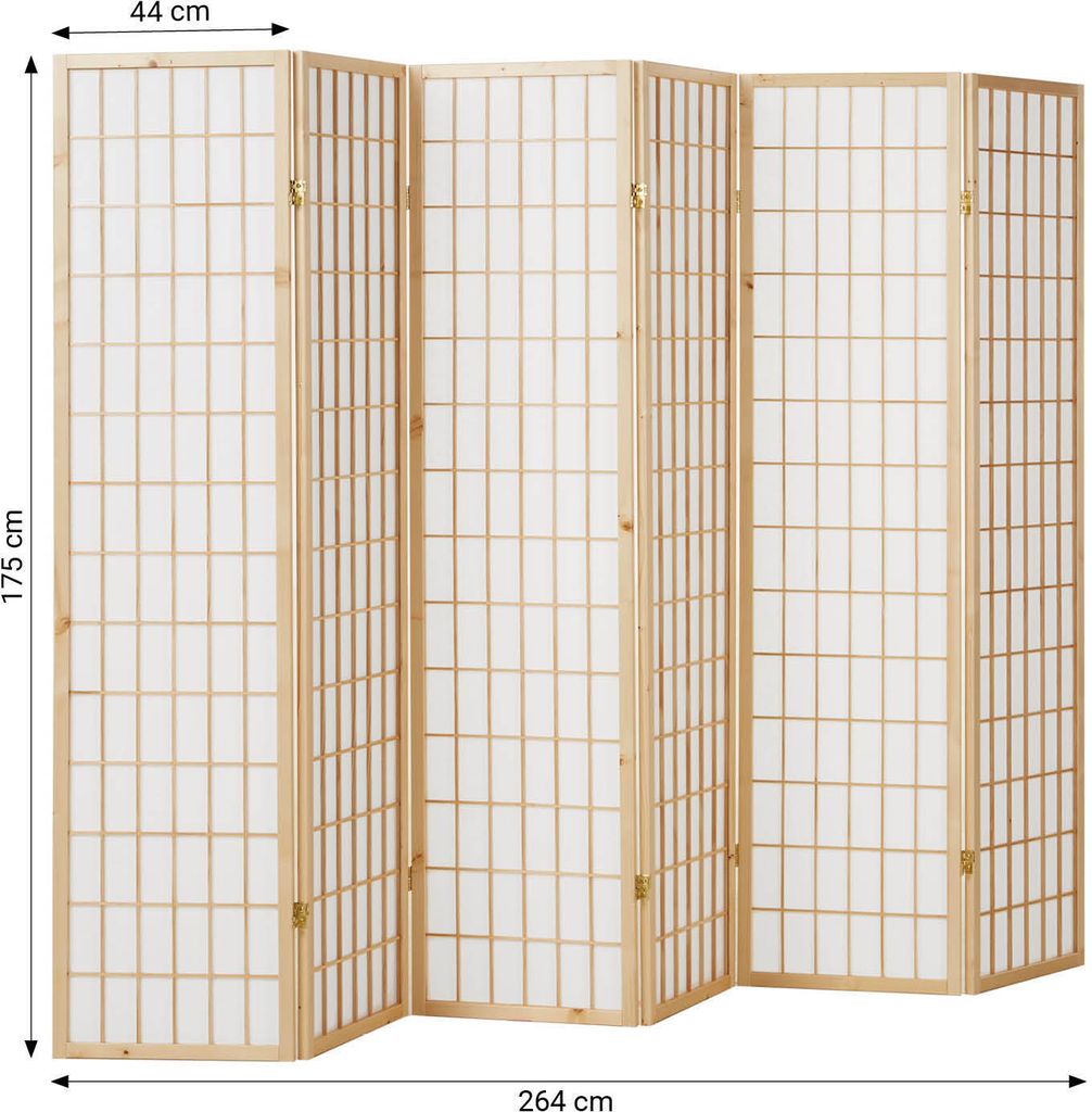 Homestyle4u Paravent Raumteiler 6 teilig Holz Natur Produktbild 