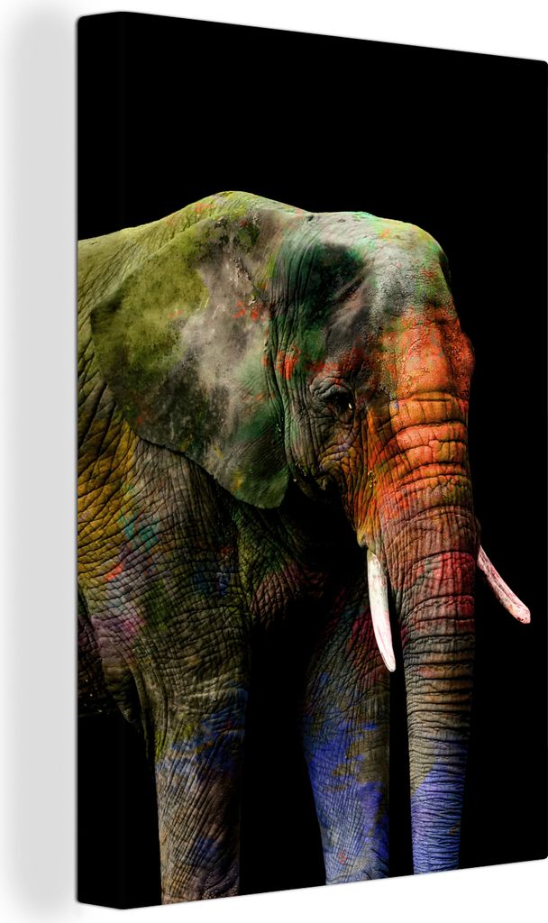 OneMillionCanvasses - Leinwandbilder - 90x140 cm, Elefant - Farbe - Schwarz, Wandbilder Kunstdruck Wanddekoration - Wandschmucke - Schlafzimmer