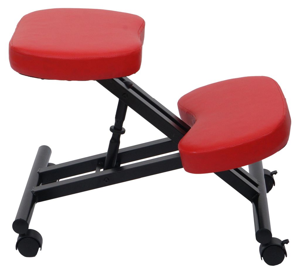 Kniestuhl MCW-E10, Sitzhocker Kniehocker, höhenverstellbar Rollen Kunstleder Metall MVG- rot