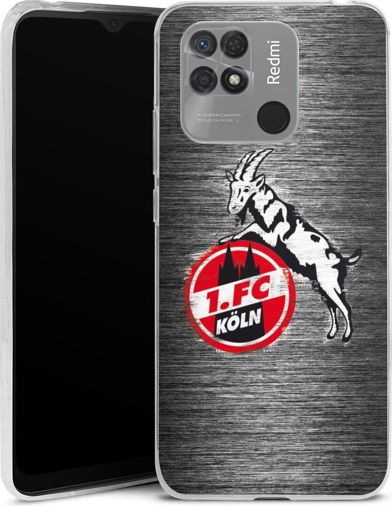 DeinDesign Slim Hülle für Xiaomi Redmi 10C Silikon Case Ultra Dünn Handyhülle 1. FC Köln Metallic Look Offizielles Lizenzprodukt